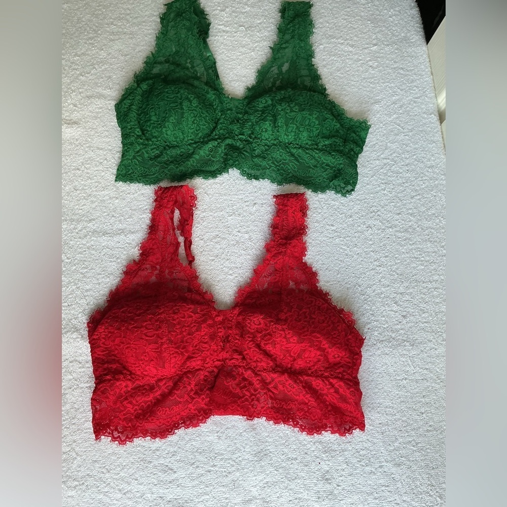 Aerie Lace Bralette Duo - Green and Red - Picture 14 of 16